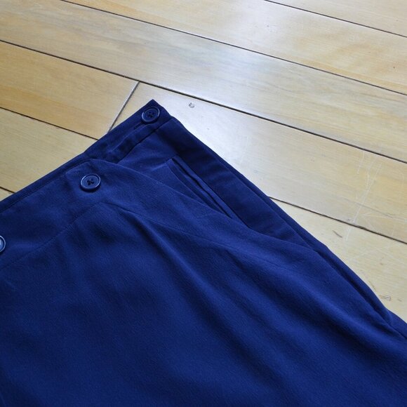 Joie Genesa 100% Silk Wide Leg Button Top Cutoff Capri Comfy Pants Blue Size 10 - Picture 4 of 8